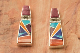 Calvin Begay Genuine Spiny Oyster Shell Sterling Silver Earrings